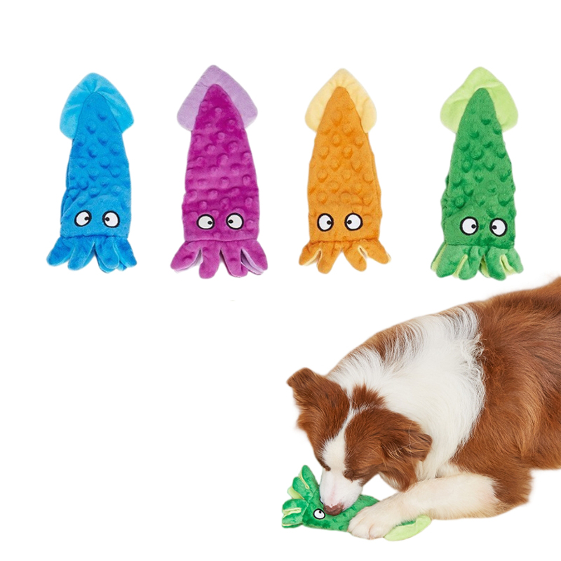 Pet supplies manufacturer wholesale squid pet plush toy for active dogs