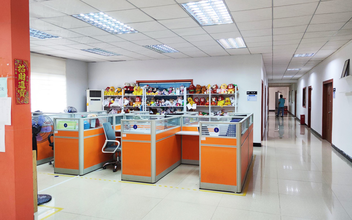 Custom pet toys manufacturer office and sample display area