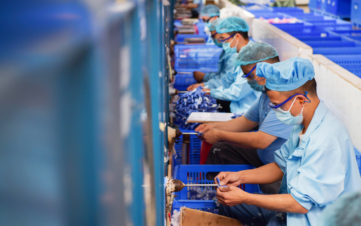 Pet supplies manufacturer OEM factory workers assembling custom pet toys