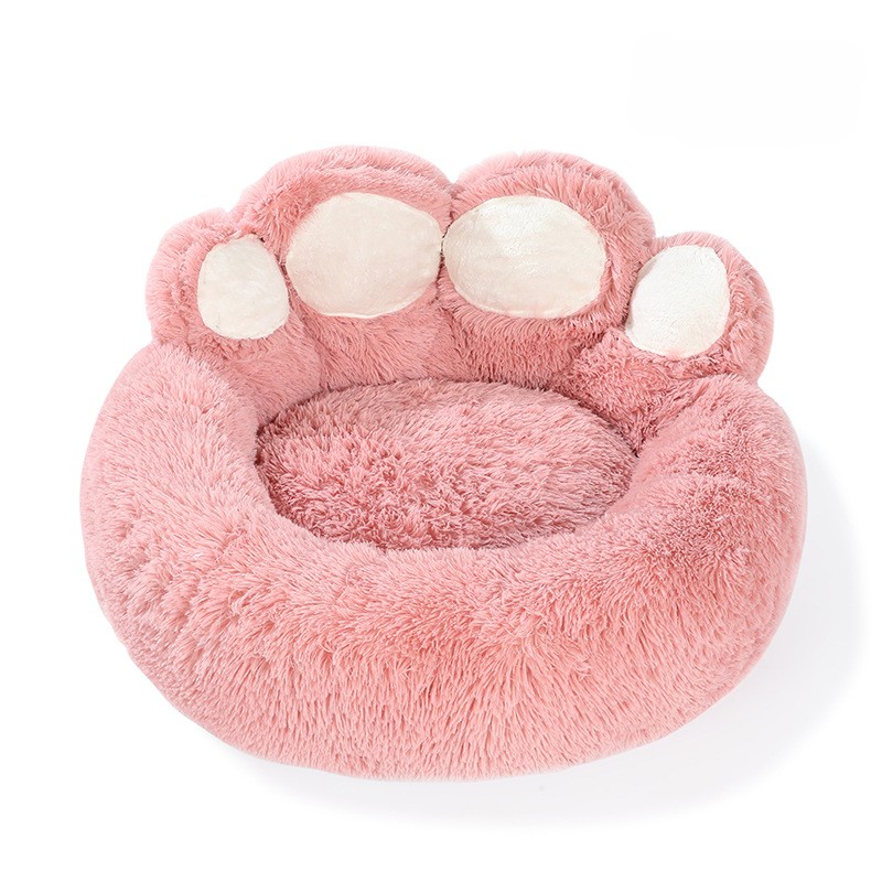 Custom Bear Paw Fluffy Pet Calming Warm Donut Dog Bed