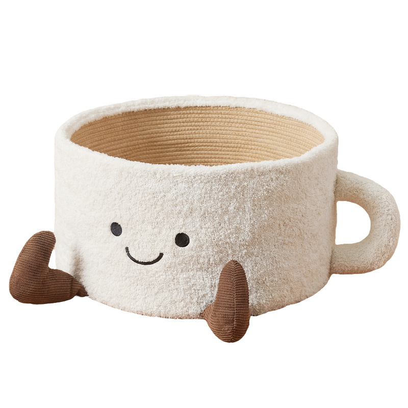 Cartoon Teacup-Style Plush Fleece Pet Basket Dog Cat Bed
