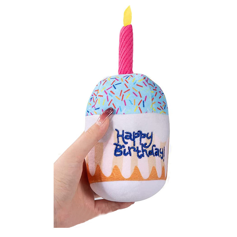 Pet Birthday Party Gift Custom Plush Soft Cake Dog Squeaky Toy
