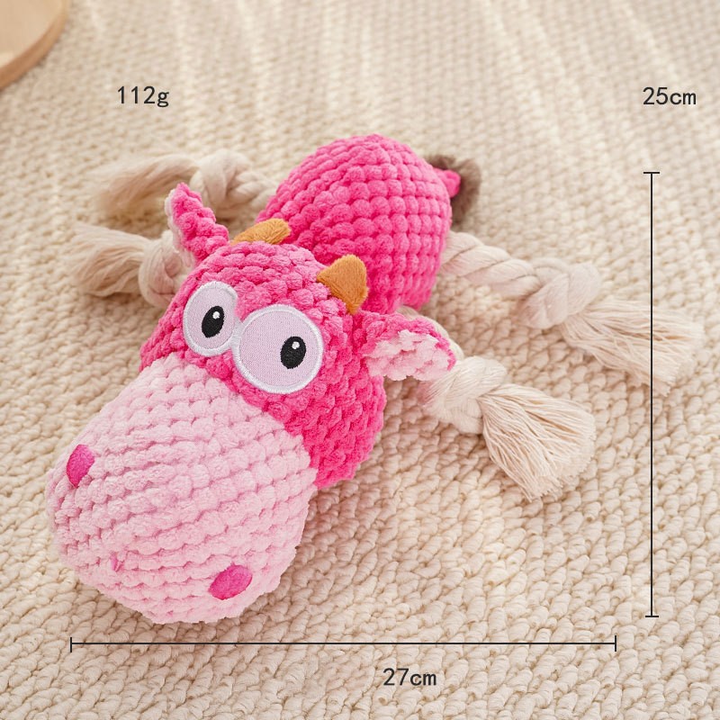 Custom Animal Pet Textured Plush Squeaky Dog Rope Toy