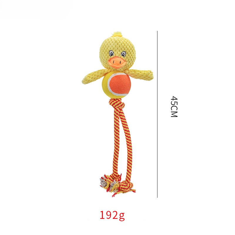 3-in-1 Corduroy Animal Dog Chew Rope Toy with Tennis Ball