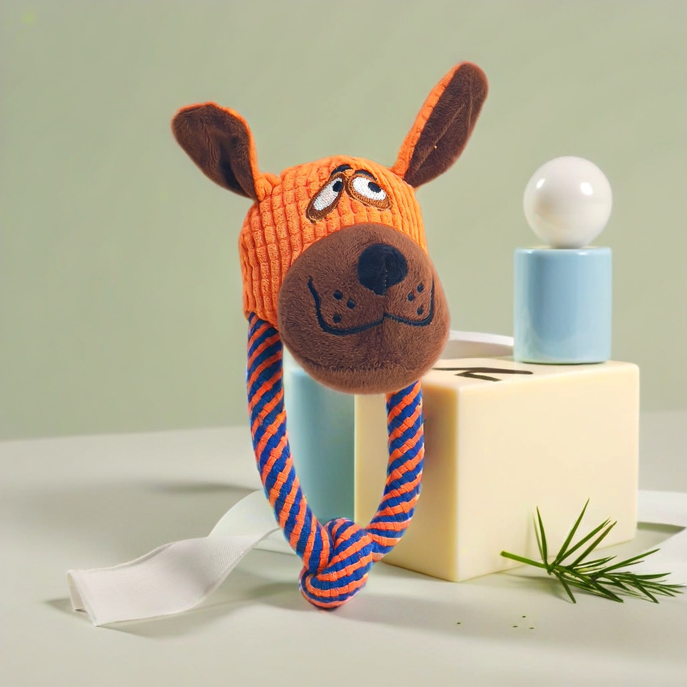 Pet Supply Custom Animal Head Plush Cotton Rope Dog Chew Toy