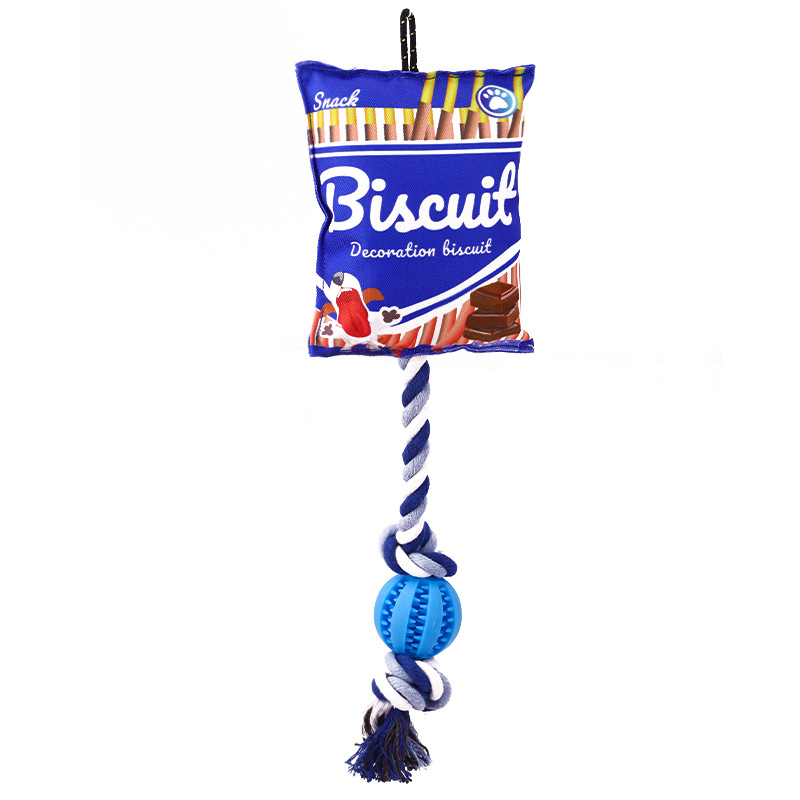 Custom Logo Plush Biscuit Snack Dog Chew Interactive Pet Rope Toy