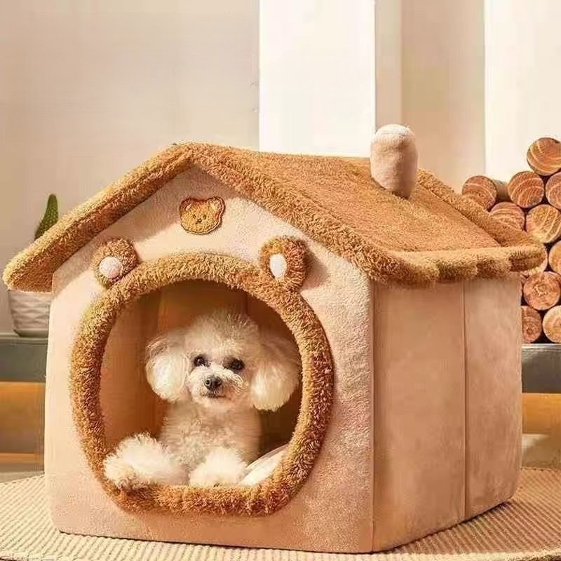 OEM/ODM Winter Warm Plush Pet House Dog Cat Bed Villa