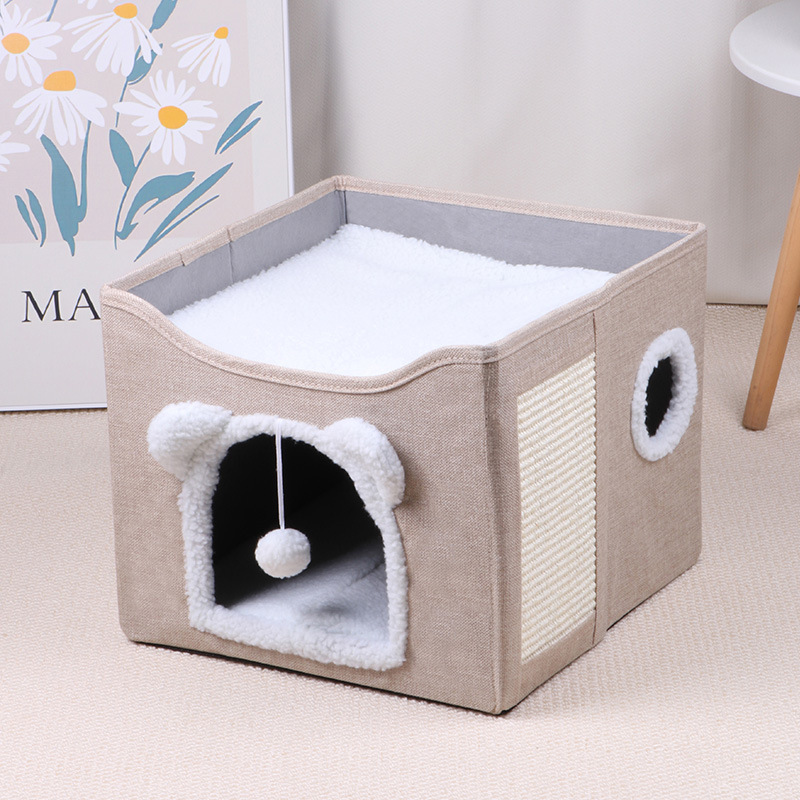 Custom 2-in-1 Foldable Cat House Soft Pet Cat Interactive House