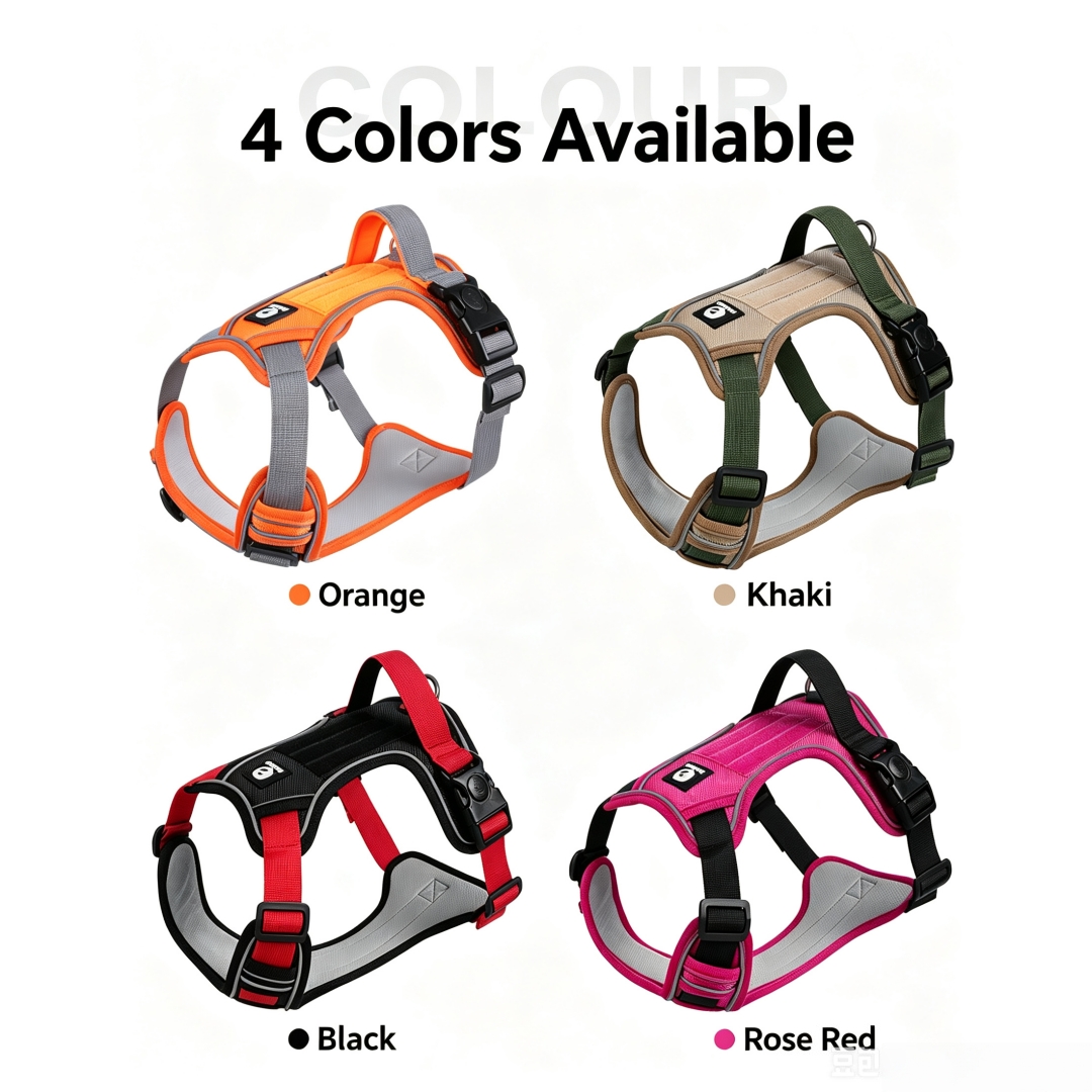  Reflective Dog Harness for Medium & Large Dogs, 4 Color Options Available