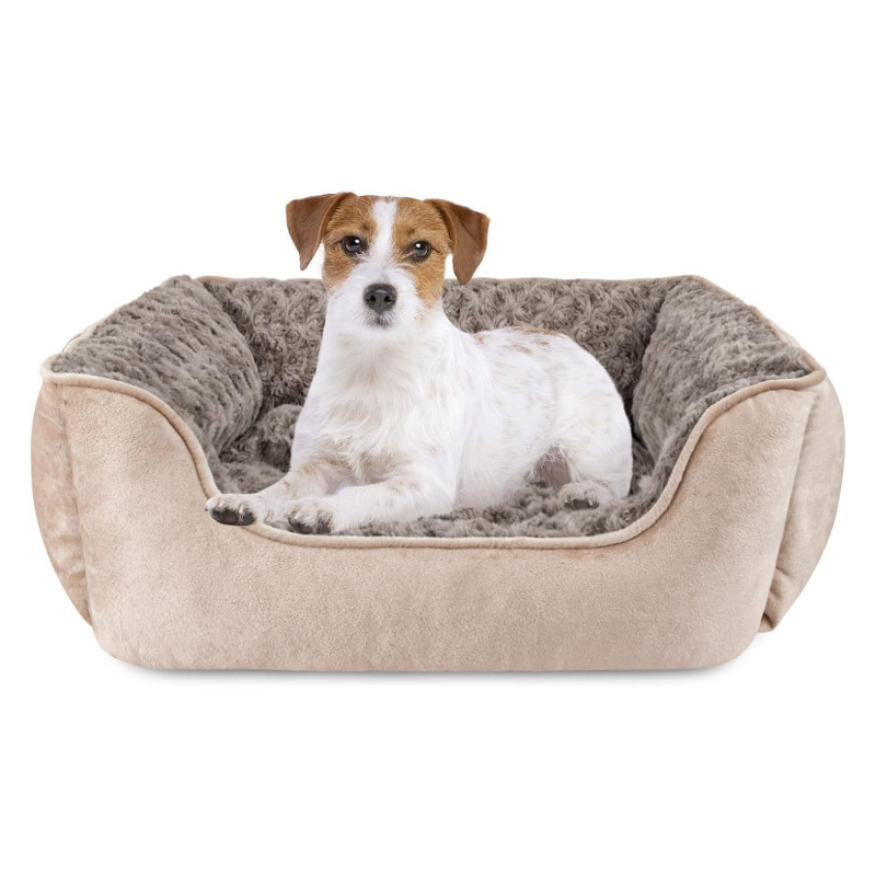 Custom Color Pet Warm Suede Splicing Plush Dog Bed