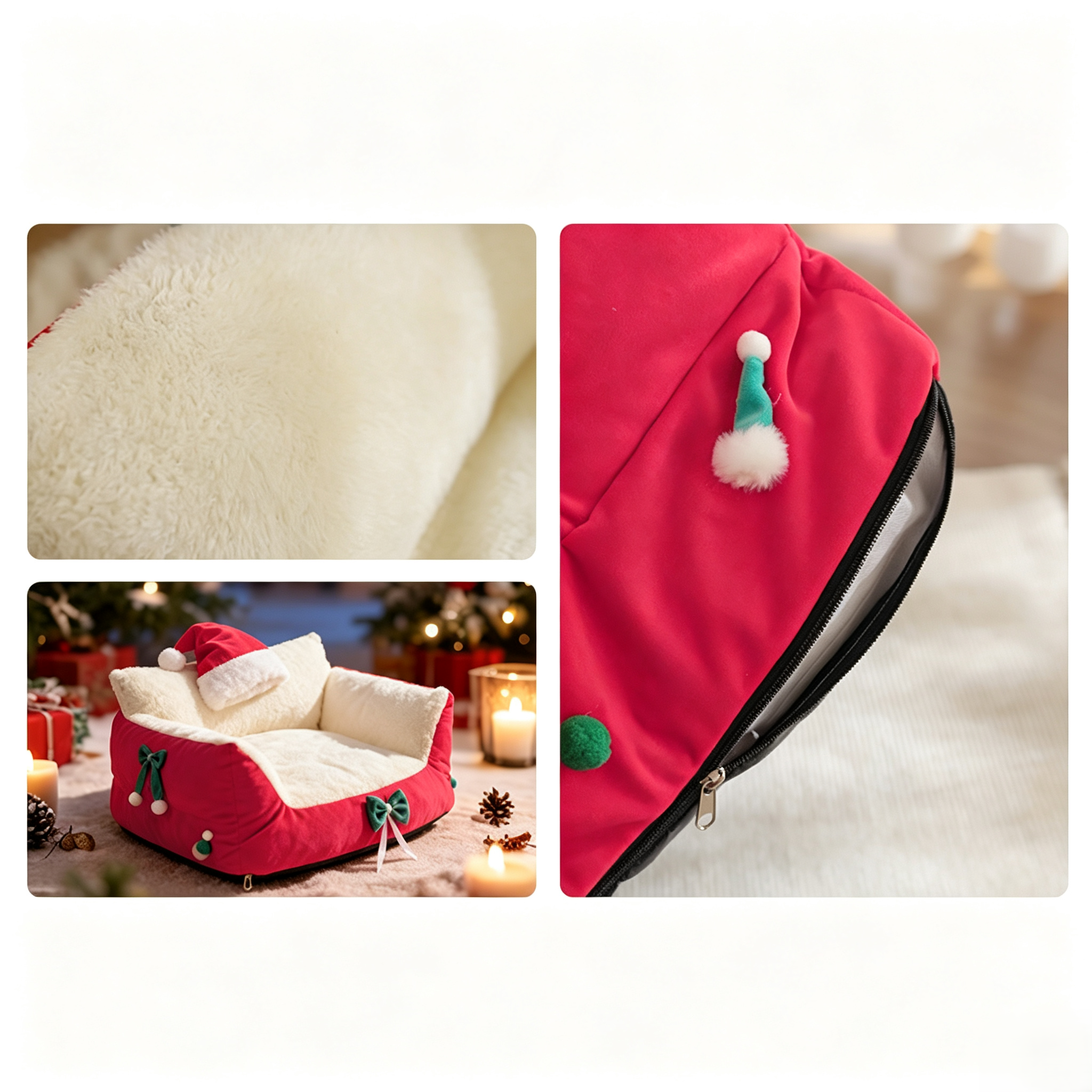 Christmas Pet Gift Custom Plush Warm Soft Winter Dog Sofa