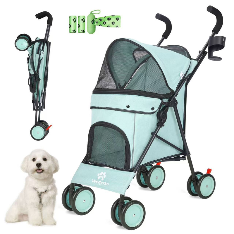 Mint green pet stroller manufactured by global pet supplies manufacturer