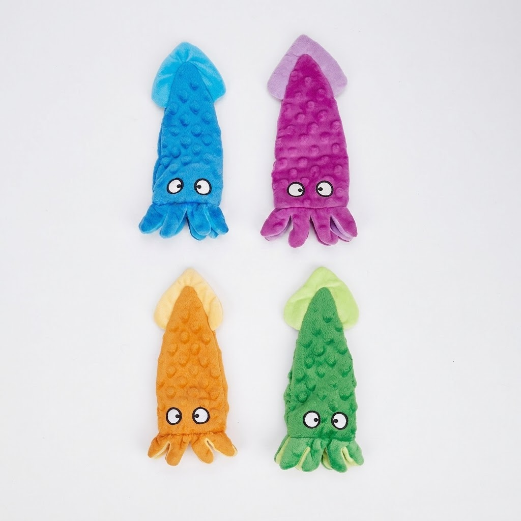 Pet Plush Soft Squid Custom Color Dog Chew Squeaky Toy