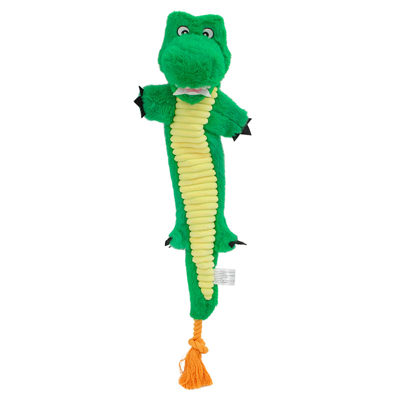 Custom Pet Plush Gator Dog Chew Squeaky Rope Toy