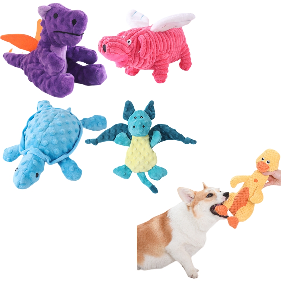 Custom Pet Plush Corduroy Dinosaur Dog Squeaky Toys