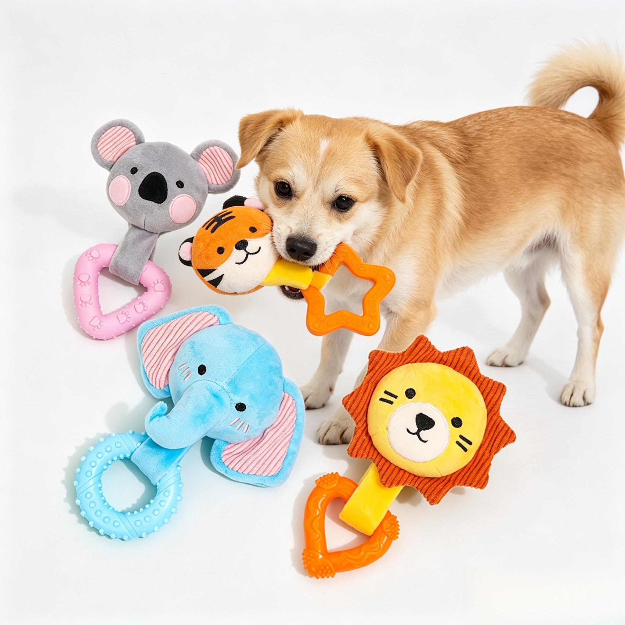 Custom CE Certified Plush Dog Squeaky Wholesale TPR Teeth Cleaning Toys
