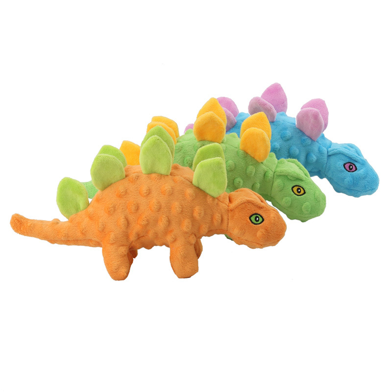 Pet Custom Plush Cute Stegosaurus Dinosaur Dog Chew Squeaky Teething Toy