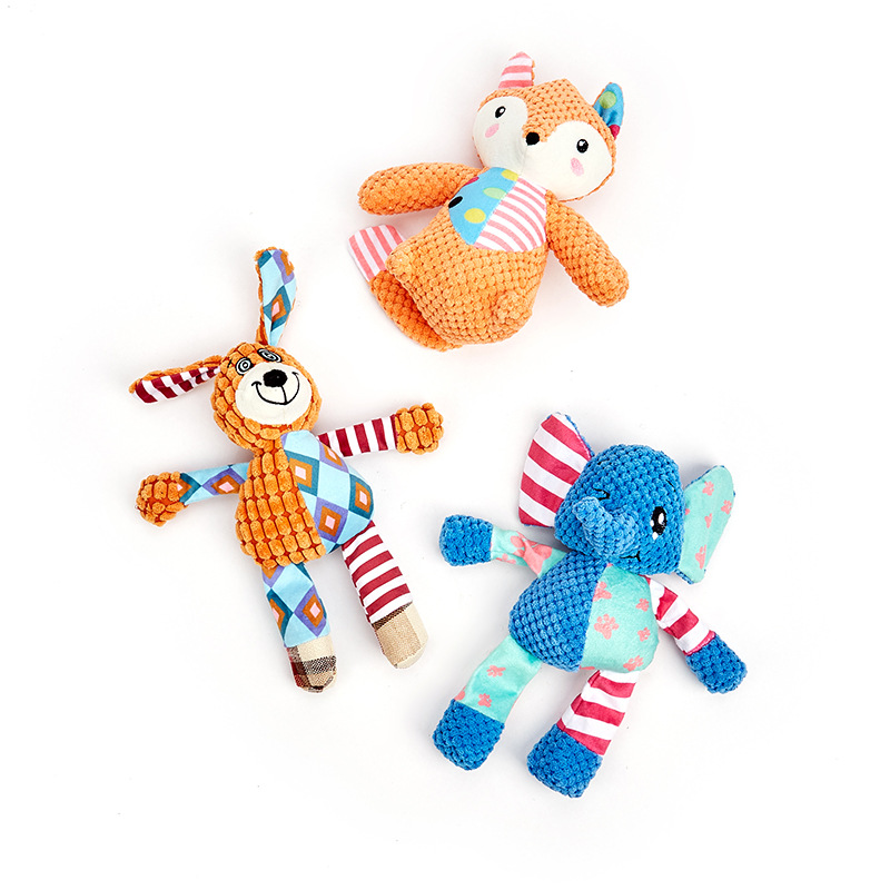 Corduroy Pet Toy Custom Plush Animal Dog Chew Squeaky Interactive Toy