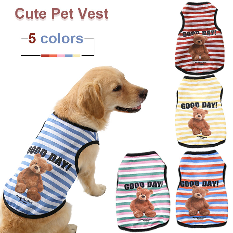 Cute Striped Print Custom Color Dog Clothing Sleeveless Pet Vest Tank Top