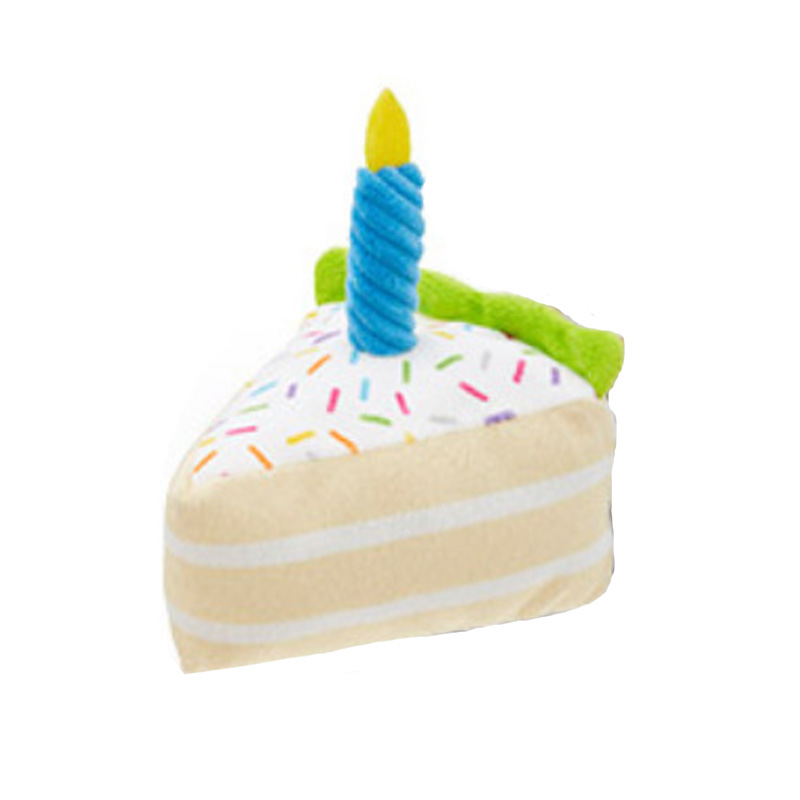 Pet Birthday Party Gift Custom Plush Soft Cake Dog Squeaky Toy