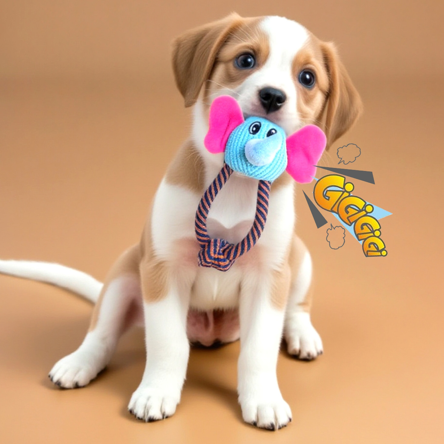 Pet Supply Custom Animal Head Plush Cotton Rope Dog Chew Toy