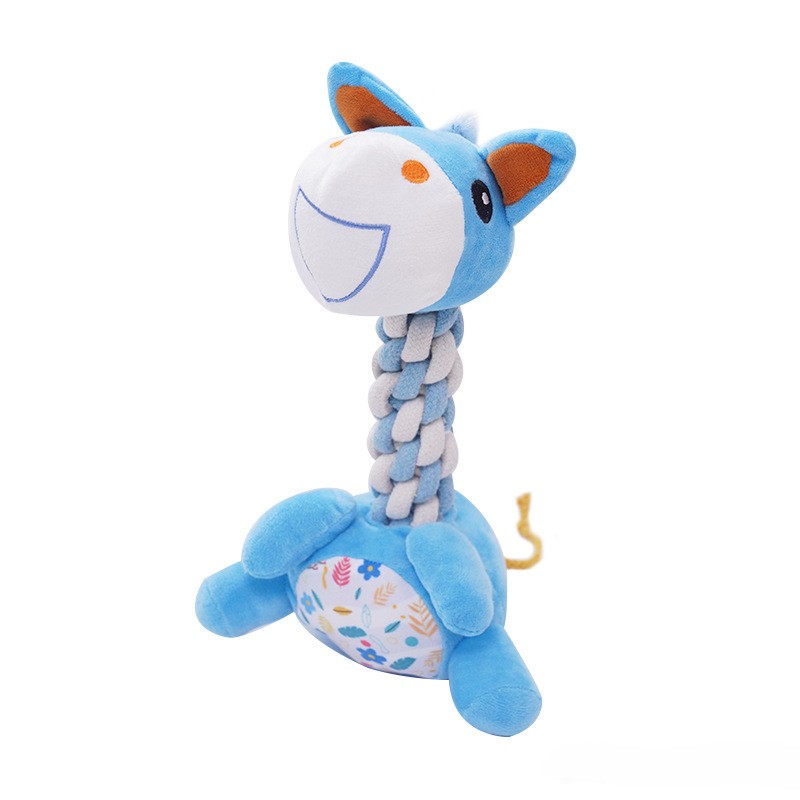 Custom Pet Plush Long-Neck Animal Dog Interactive Squeaky Rope Toy