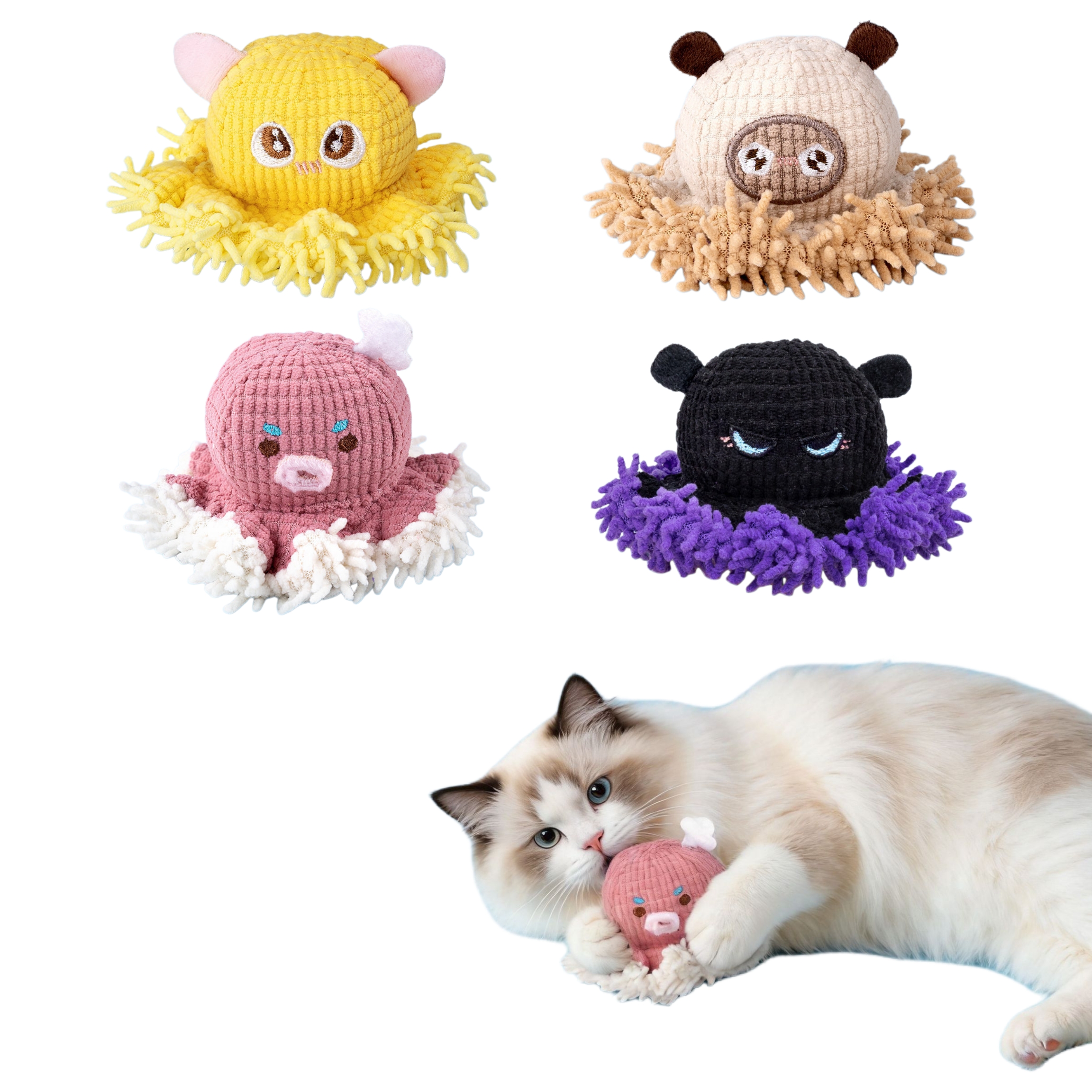 Custom Pet Plush Animal Octopus Dog Squeaky Cat Interactive Toy