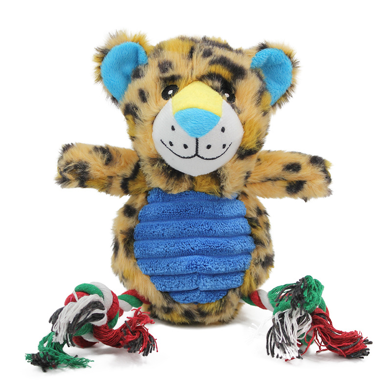 Custom Wildlife Design Pet Plush Dog Chew Squeaky Rope Toy