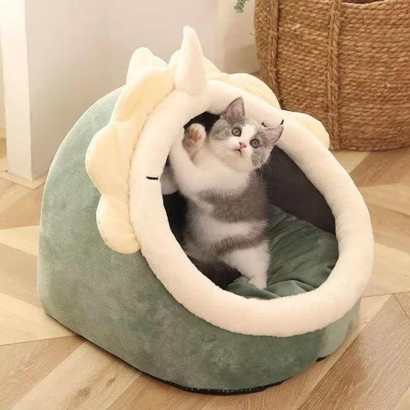 Cute Cat-Ear Shaped Cave Bed Custom Cozy Plush Pet House