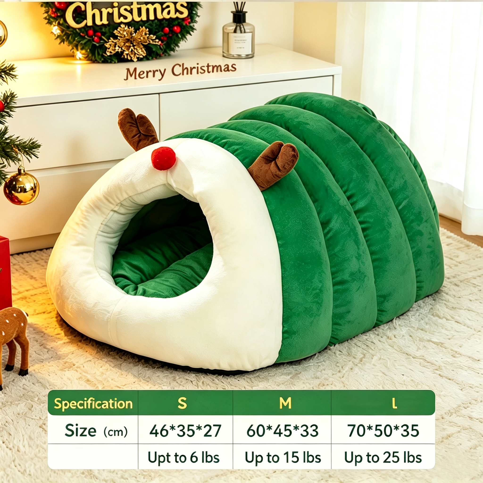 OEM/ODM Christmas Pet Plush Holiday Wreath Cozy Donut Dog Bed