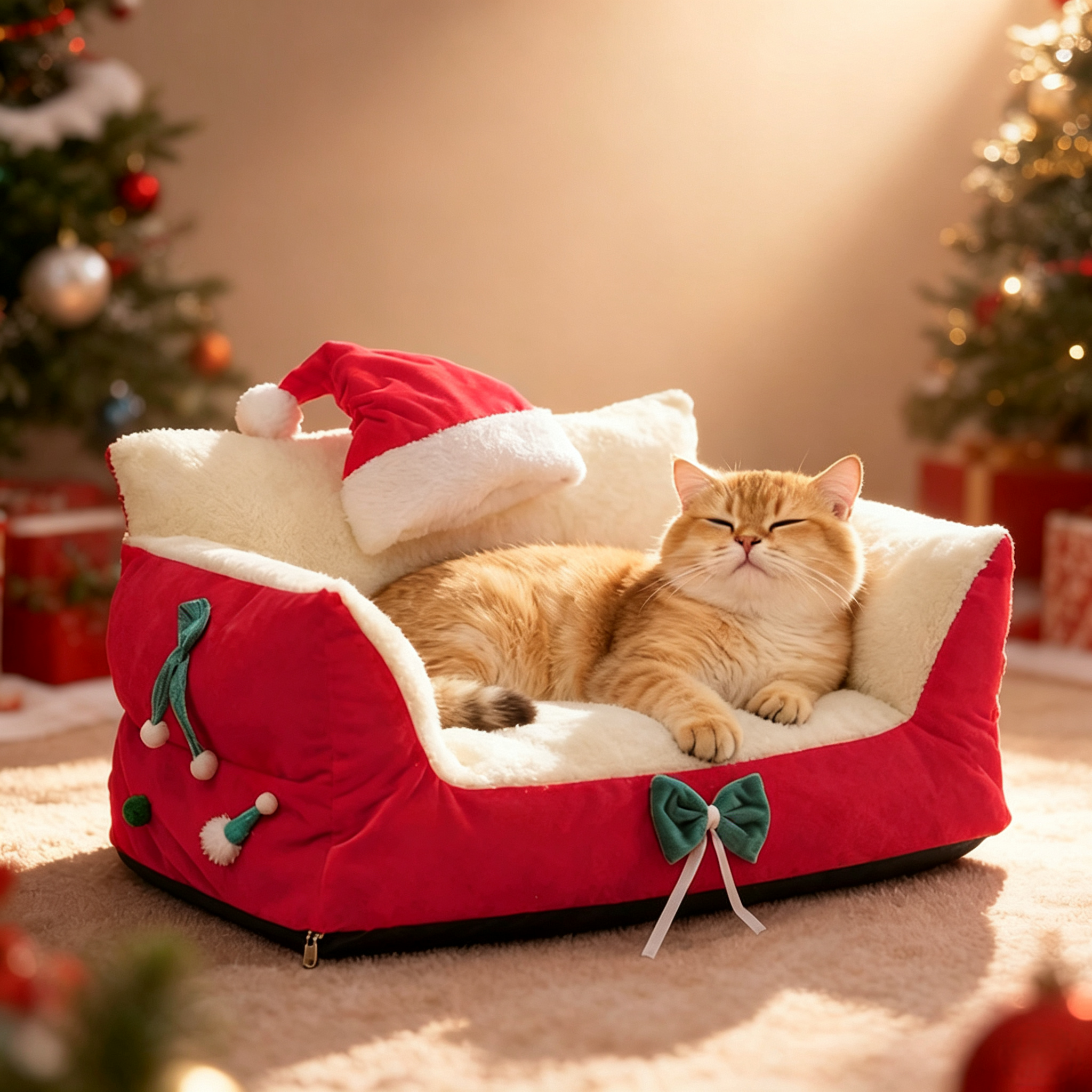 Christmas Pet Gift Custom Plush Warm Soft Winter Dog Sofa