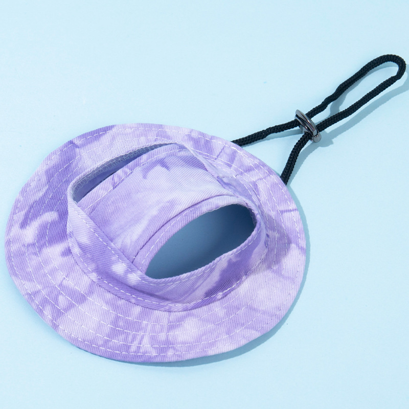 Custom Printing Adjustable Sun-Protection Pet Dog Cat Hat with Ear Holes