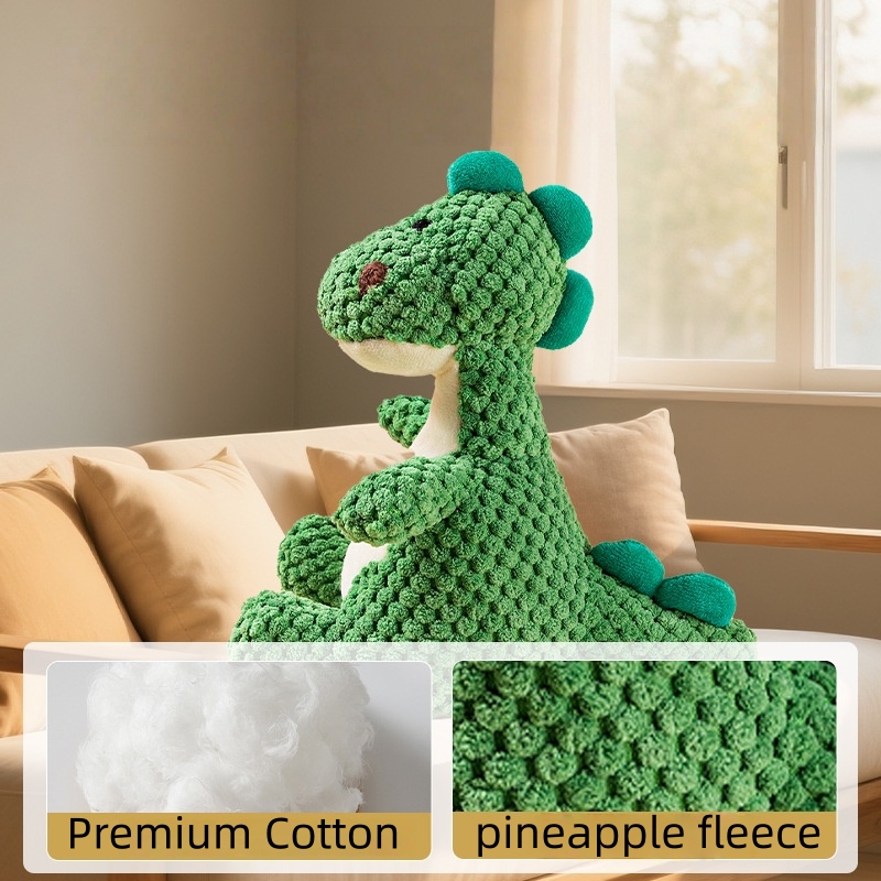 Custom Pet Plush Corduroy Dinosaur Dog Interactive Chew Squeaky Toy