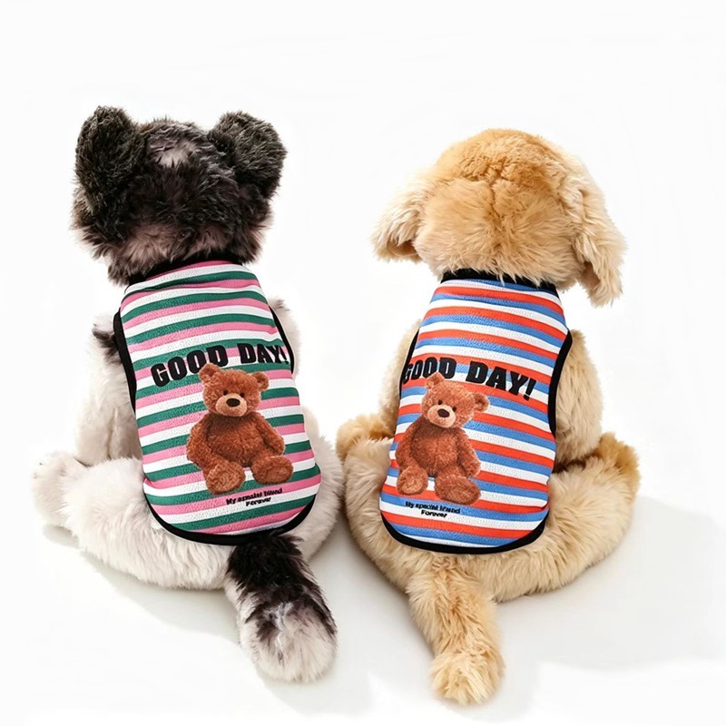 Cute Striped Print Custom Color Dog Clothing Sleeveless Pet Vest Tank Top