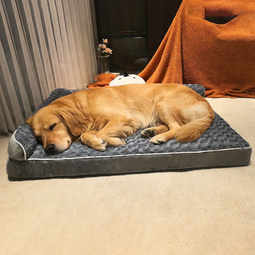 Foldable Egg-Crate Foam L-Shaped Custom Pet Dog Plush Bed