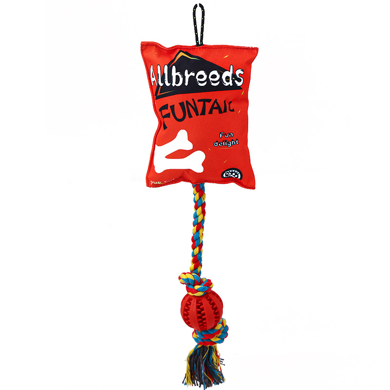 Custom Logo Plush Biscuit Snack Dog Chew Interactive Pet Rope Toy