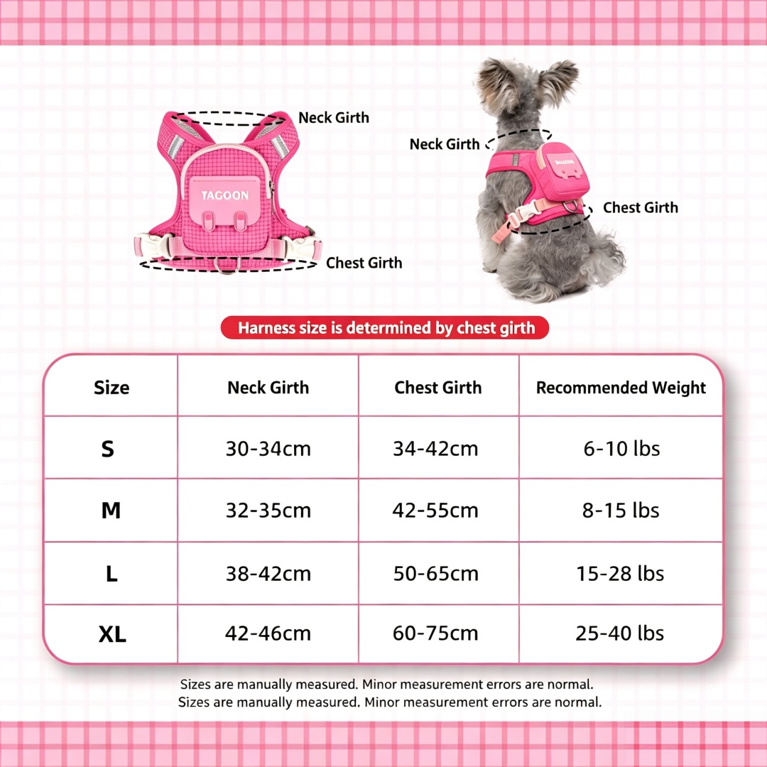 Cute Plaid Dog Harness Mini Backpack Adjustable Reflective Puppy Walking Vest