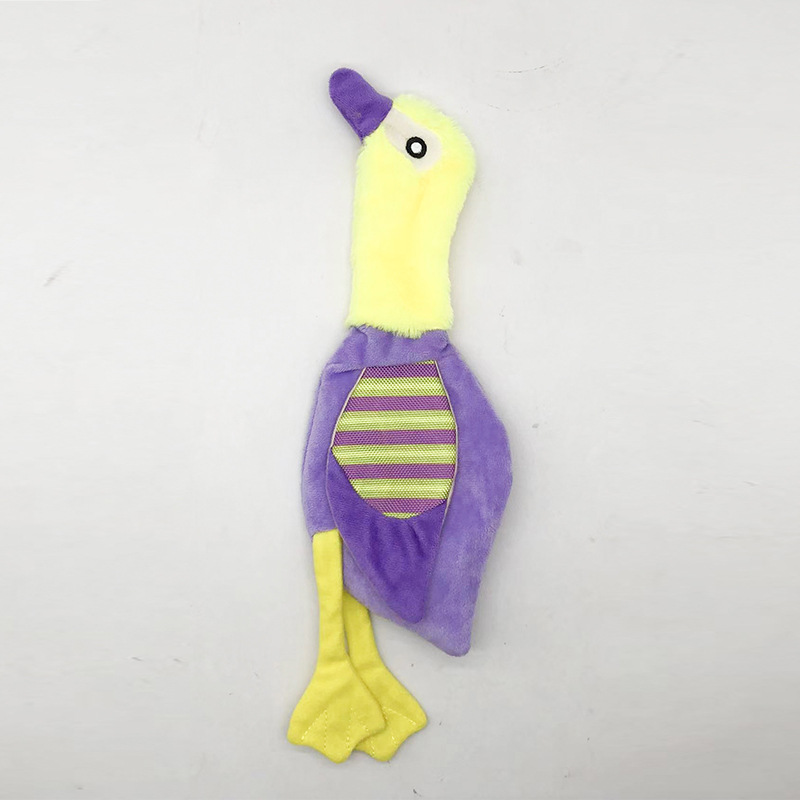 Custom Color Pet Plush Long-Neck Duck Dog Chew Squeaky Toy