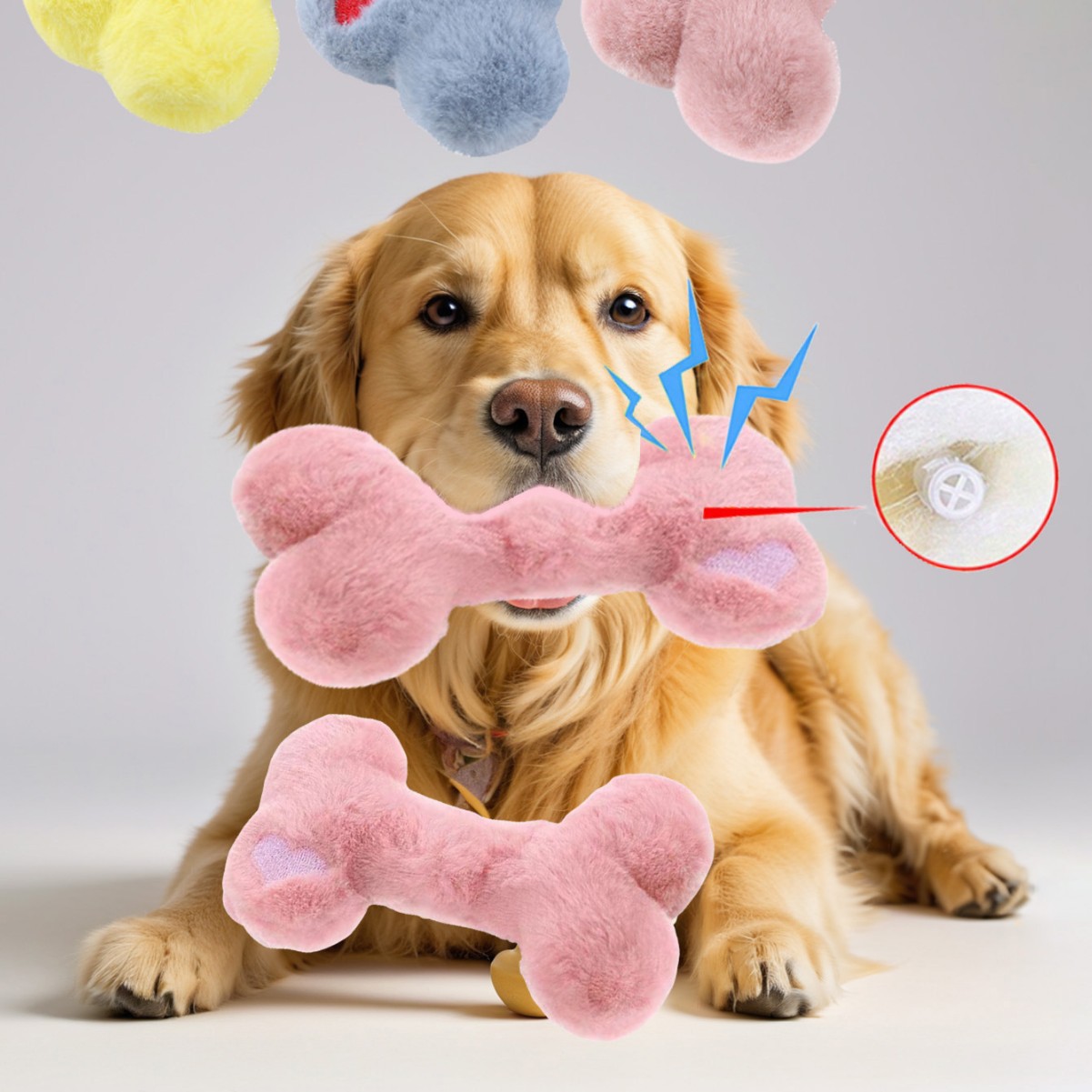 Custom Logo Pet Plush Fluffy Soft Bone Dog Squeaky Toy