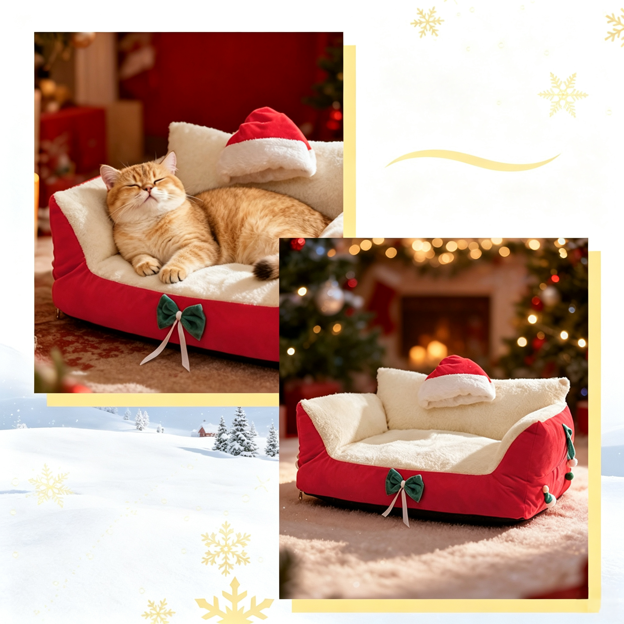 Christmas Pet Gift Custom Plush Warm Soft Winter Dog Sofa