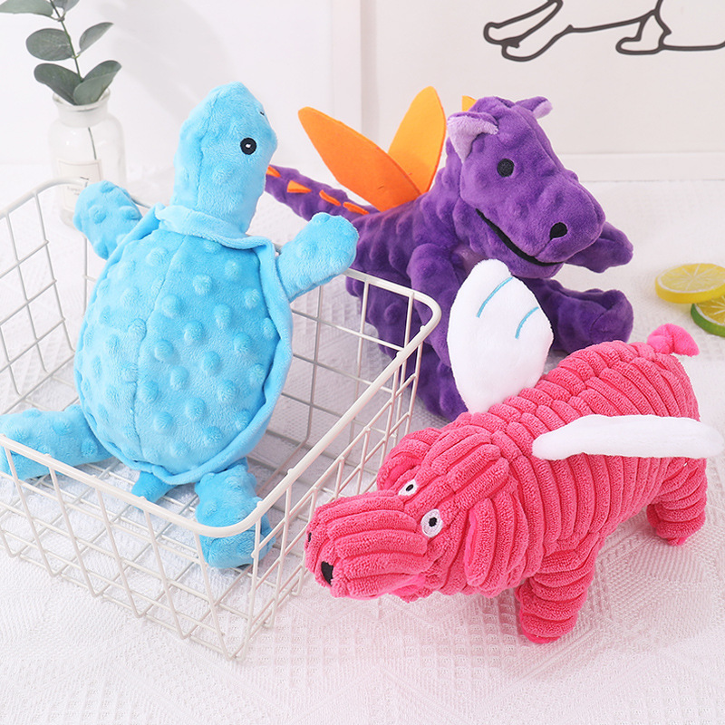Custom Pet Plush Corduroy Dinosaur Dog Squeaky Toys