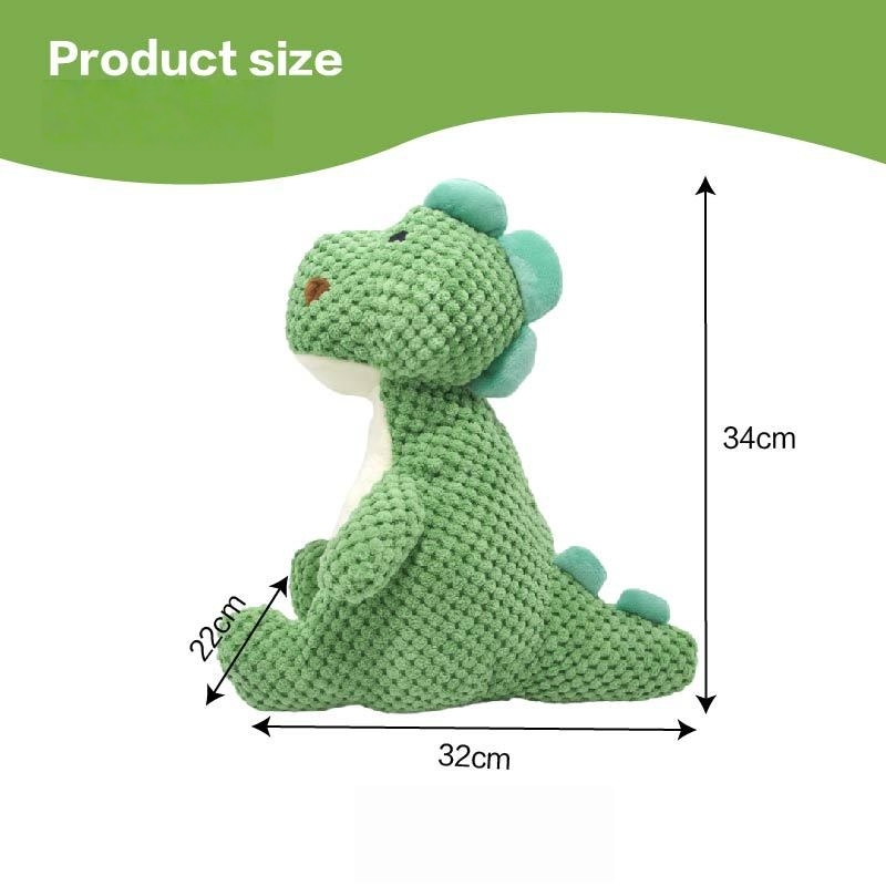 Custom Pet Plush Corduroy Dinosaur Dog Interactive Chew Squeaky Toy