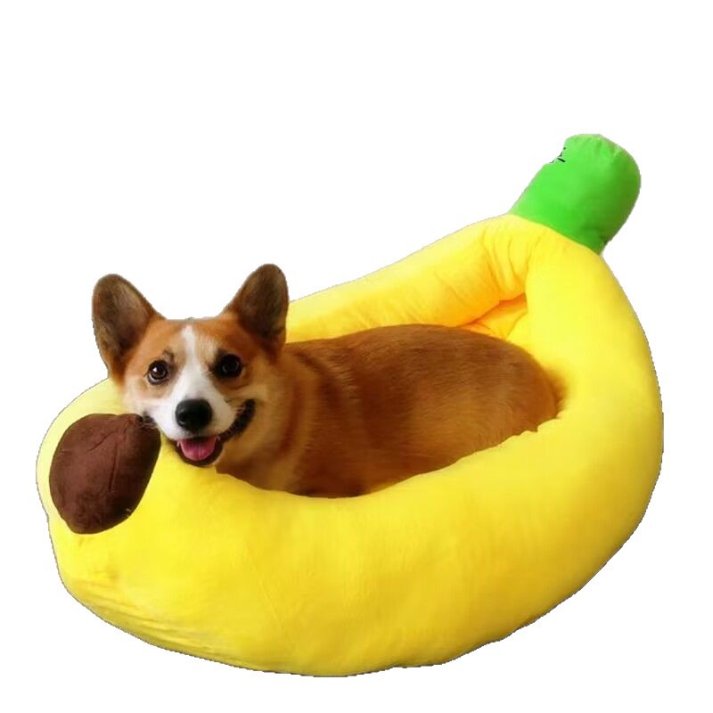 Creative Banana Shape Plush Pet Bed - Cozy Nest for Cat & Small Dog