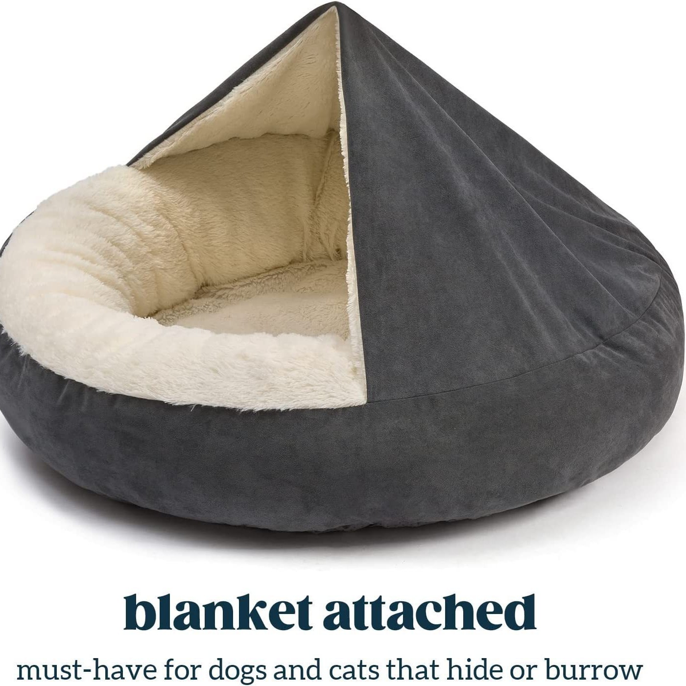 2-in-1 Hooded Donut Plush Pet Dog Bed with Detachable Hood