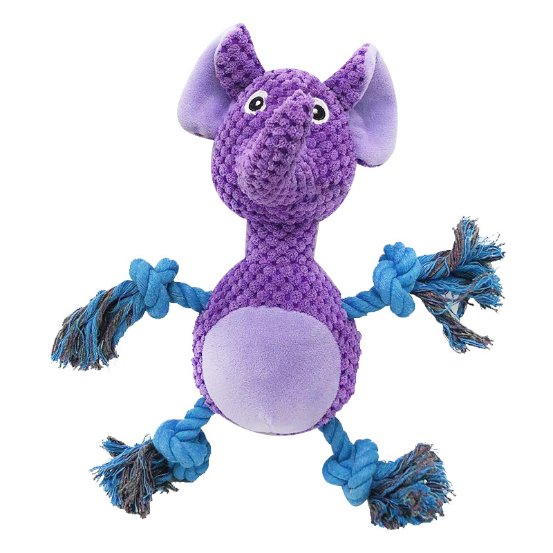 Long-Neck Textured Custom Animal Pet Plush Knotted Cotton Rope Dog Toy