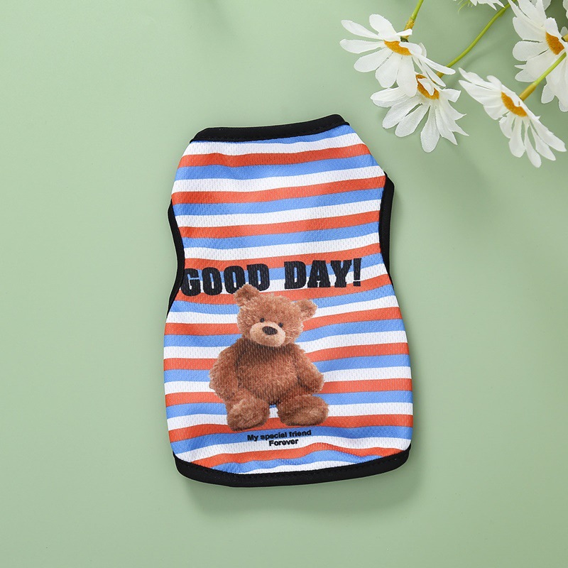 Cute Striped Print Custom Color Dog Clothing Sleeveless Pet Vest Tank Top