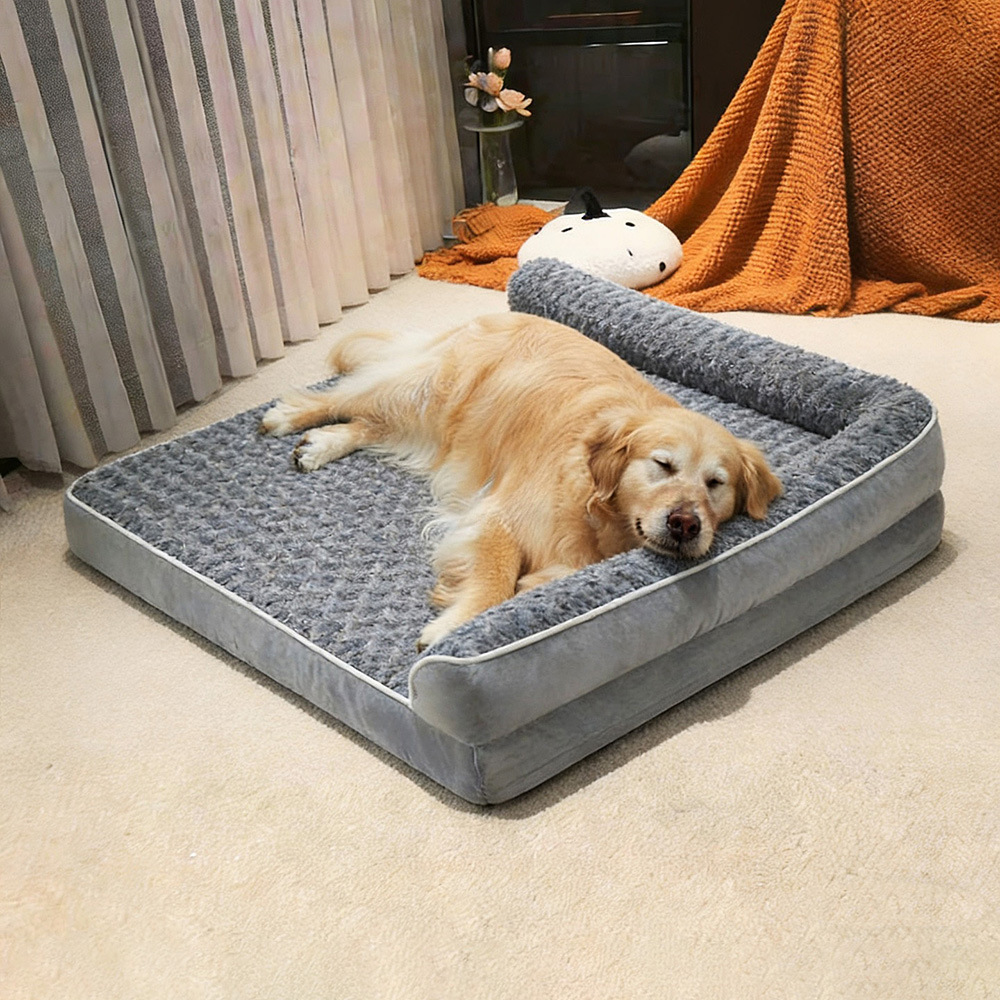 Foldable Egg-Crate Foam L-Shaped Custom Pet Dog Plush Bed