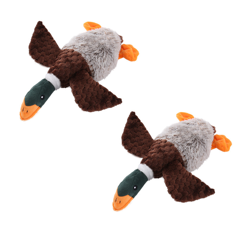 Realistic Fluffy Flying Duck Custom Pet Squeaky Plush Dog Toy