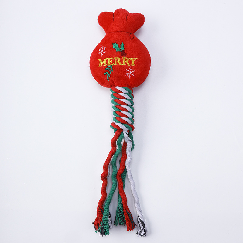 Custom Christmas Holiday Pet Supply Plush Dog Interactive Rope Toy