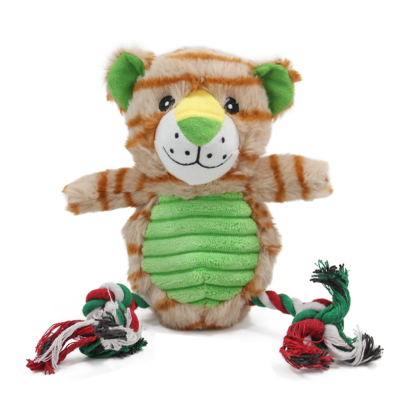 Custom Wildlife Design Pet Plush Dog Chew Squeaky Rope Toy